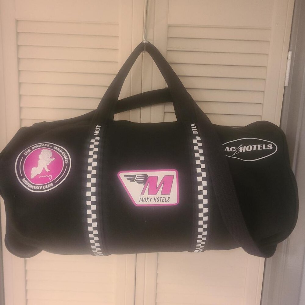 Moxy AC Hotels Large Black & Pink Canvas Duffle Duffel Bag